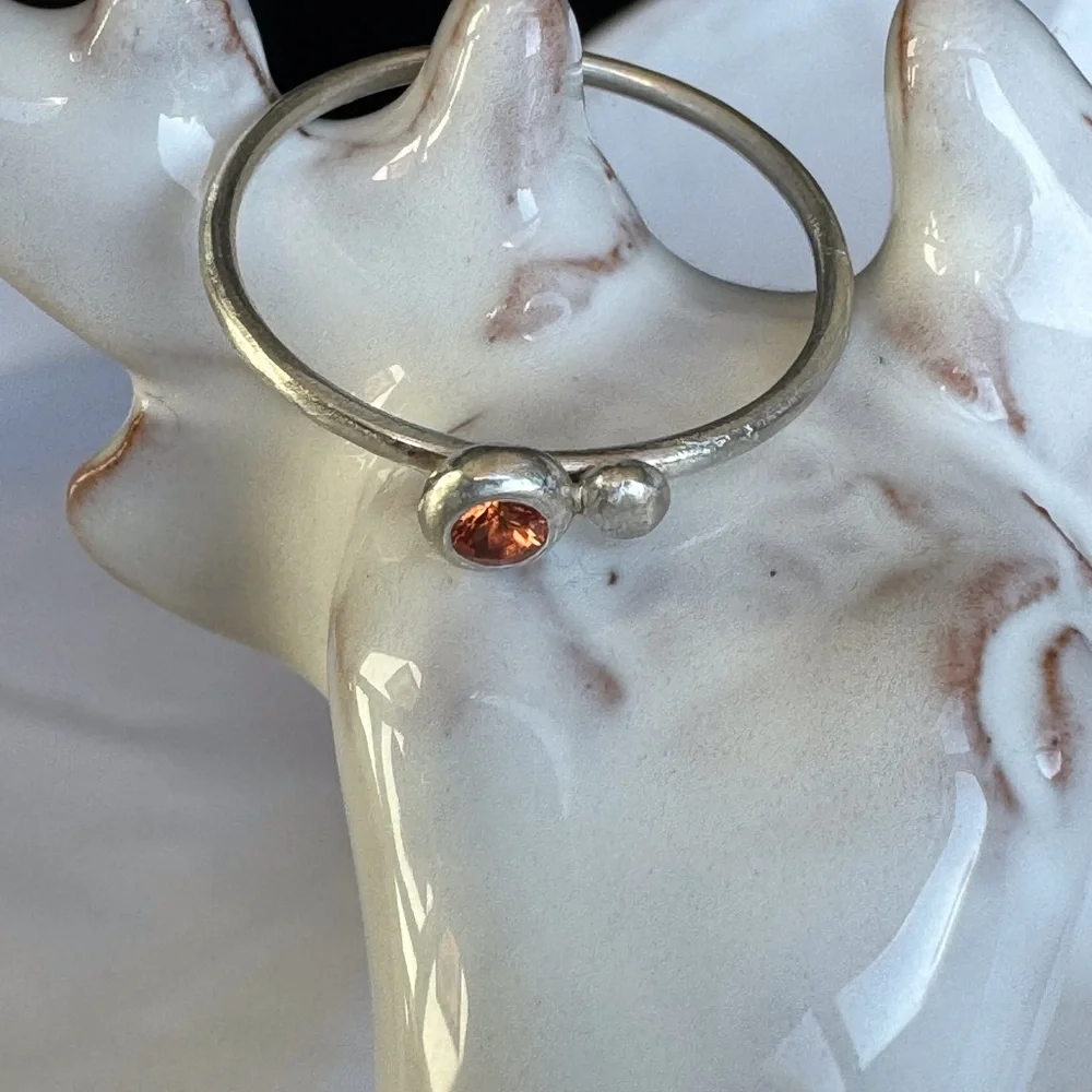 Stacking Orange Sapphire Pebble Ring SS-NWOT